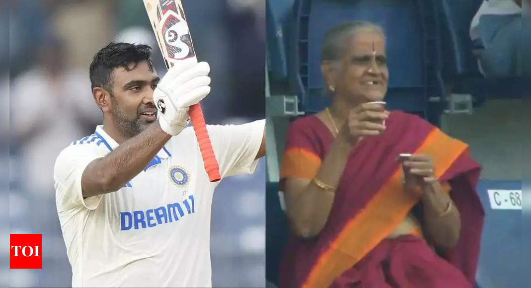 Carrying cups in both hands, old lady cheers for R Ashwin; video goes viral. Watch | Cricket News