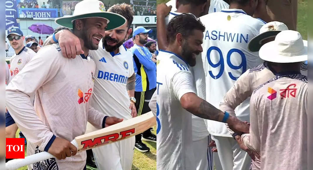 Gesture of Sportsmanship! Virat Kohli gifts bat to Shakib Al Hasan | Cricket News