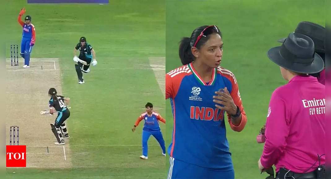 Drama at T20 World Cup: Harmanpreet Kaur unconvinced by Amelia Kerr’s run-out decision. Watch | Cricket News