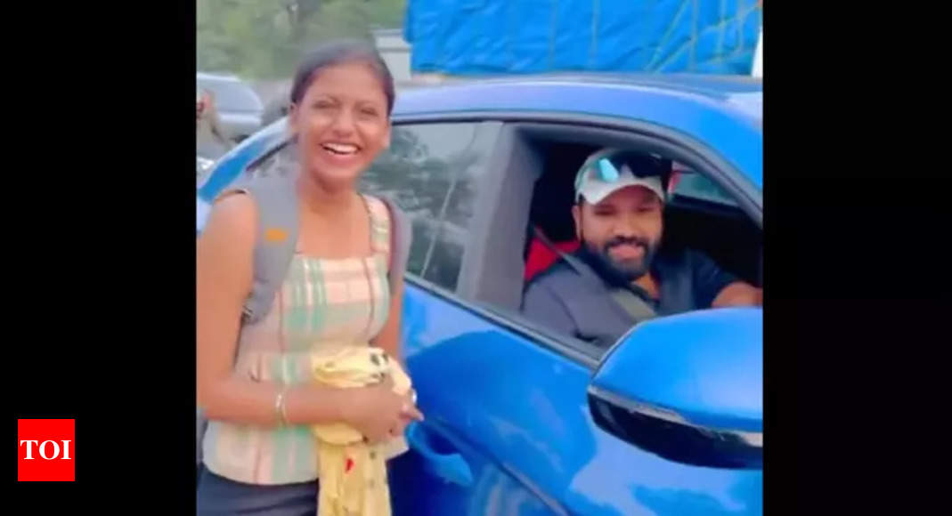 Rohit Sharma delights a female fan with ‘birthday wish’ on Mumbai street – Watch | Off the field News